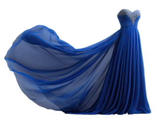 Royal blue flowing gown with embellished bodice