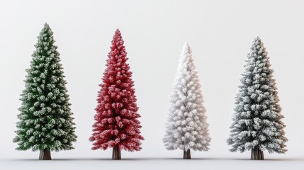 Colorful Christmas Trees in Various Shades for Holiday Decor Display