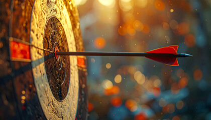 An arrow hits the target exactly in the center; wallpaper