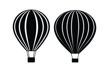 Obraz premium Two black and white hot air balloons illustrated in a simple style