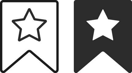 bookmark icon with star symbol. Bookmark icons collection. Save or favorite symbol