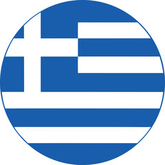 Naklejka premium greece round flag with cross and horizontal blue stripes