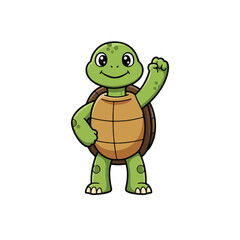 Friendly Cartoon Turtle Waving Hello