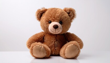 Obraz premium Brown Teddy Bear Plain White Background