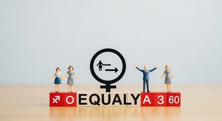 Gender Equality Concept with Miniature Figures and Symbols.