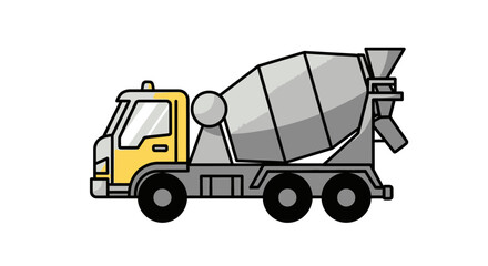 Fototapeta premium Cartoon cement mixer truck icon for building and construction concept