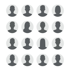 Circular Profile Avatars Grid - Flat 2D Vector Icons with Grey Silhouettes for Clean & Diverse UI UX Design