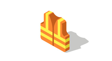 Isometric illustration of a high visibility safety vest for construction
