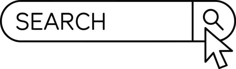 Cursor hovering over search bar with magnifying glass icon, symbolizing online search and information discovery