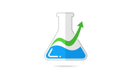 Growth in Chemistry Concept: Abstract Lab Beaker with Rising Arrow for Scientific Progress