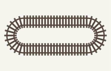 Brown oval railway track on light background, symbol of journey, connection, and transportation in modern abstract design.