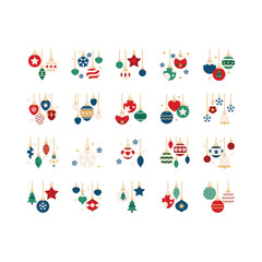 set of Christmas decoration icons, ornamental