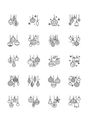 set of Christmas decoration icons, ornamental
