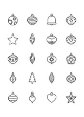 set of Christmas decoration icons, ornamental