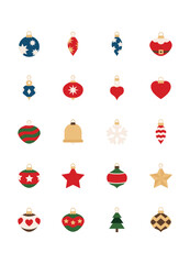 set of Christmas decoration icons, ornamental