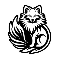 A solid style icon of a fox symbol