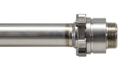 Metal Pipe Fitting Industrial Equipment in Silver Finish on White Background