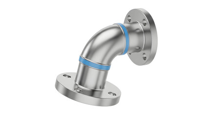 Metal Pipe Fitting with Flanged Base Silver Blue Accents Industrial Equipment