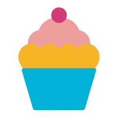 Cupcake Flat Vector Illustration on White Background