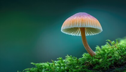 Close-up of small mushroom on moss