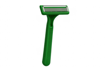 Green disposable plastic razor for personal shaving hygiene