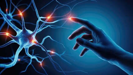 Exploring the brain's neural networks with delicate touch in a futuristic medical illustration concept