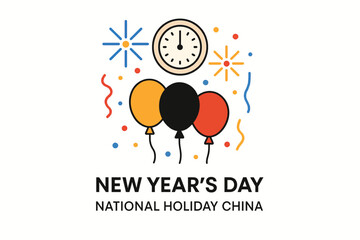 Fototapeta premium New Year’s Day Modern Flat Design Illustration