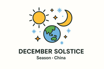 December Solstice Seasonal Flat Design Illustration