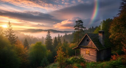 Scenic Mountain Cabin Sunrise.