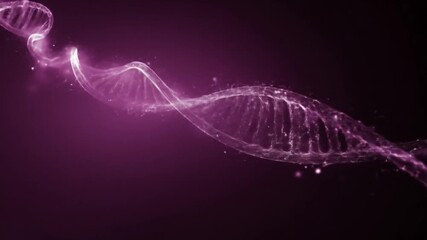 Animated dna strand with particle effects on a dark background - Powered by Adobe