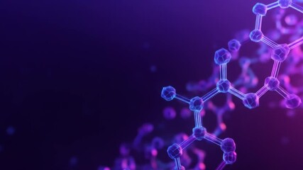 Abstract molecular structure animation in purple and blue tones - Powered by Adobe