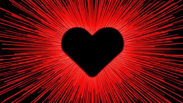 Abstract red heart shape design on black background for graphic use