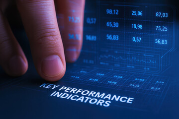 Key performance indicator data blends with technology and information for insightful analytics and administration
