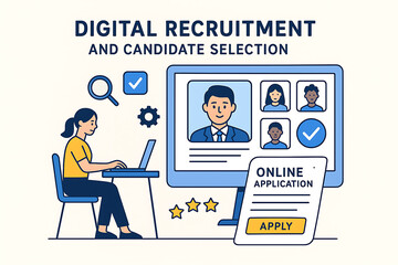 Online job application process with candidate profiles and digital recruitment platform