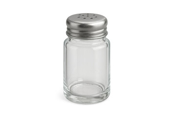 Empty glass salt and pepper shaker on transparent background