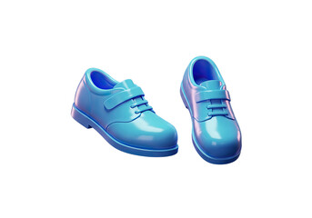 Modern blue shoes with strap for children conceptual design, 3D render for fashion and footwear trends