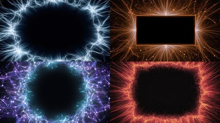 and keywords based on the image you sent

 Glowing Abstract Frames Electric Blue Round, Fiery Orange Rectangle, Purple, Red, Black