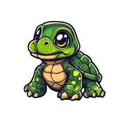Obraz premium Cute Baby Turtle Cartoon Logo Mascot