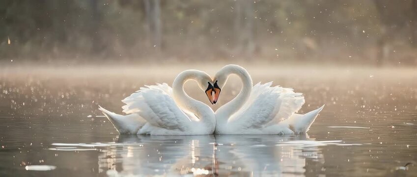Two Swans Forming a Heart Shape - Elegant Love Symbol. This powerful symbol of love, loyalty, and soulmates is perfect for wedding content, anniversaries, and romantic declarations.