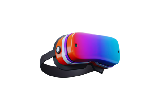 Immersive virtual reality headset with vibrant gradient colors for futuristic gaming and metaverse experiences