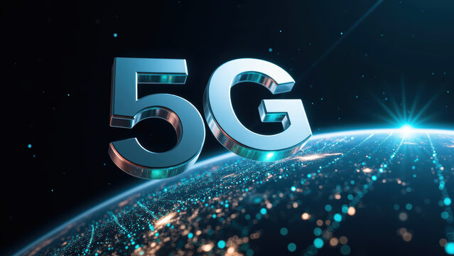 High tech representation of 5G technology with glowing globe, symbolizing connectivity and advanced communication