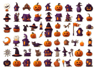 Fototapeta premium set of funny halloween pumpkins
