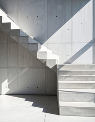 Obraz premium Dynamic concrete staircase design modern architecture architectural photography minimalist environment unique viewpoint creative concepts
