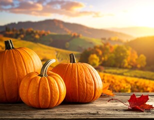 Autumn Pumpkins in a Field.