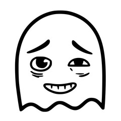 Awkward nervous smile outline emoji icon