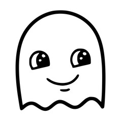 Cute smiling face outline emoji icon