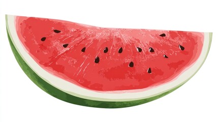 Watermelon slice, vibrant red, green inside