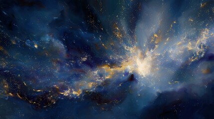 Fototapeta premium A stunning cosmic scene featuring swirling galaxies and vibrant stars in a deep blue background.