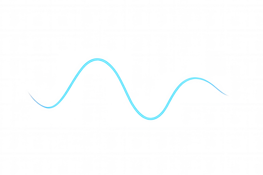 Glowing blue sine wave line on a transparent background representing energy, sound, internet, and data flow