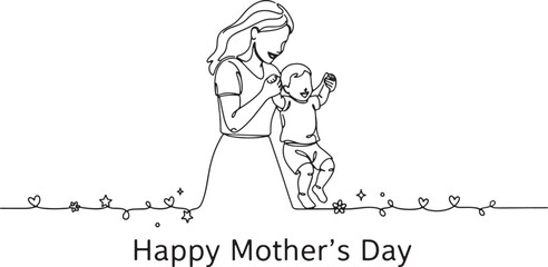 Fototapeta premium A minimal Mother's day line drawing